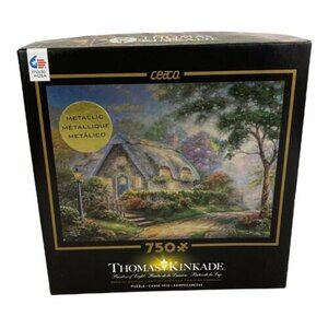 Thomas Kinkade 750 Piece Puzzle Lovelight Cottage Metallic Caeco Complete